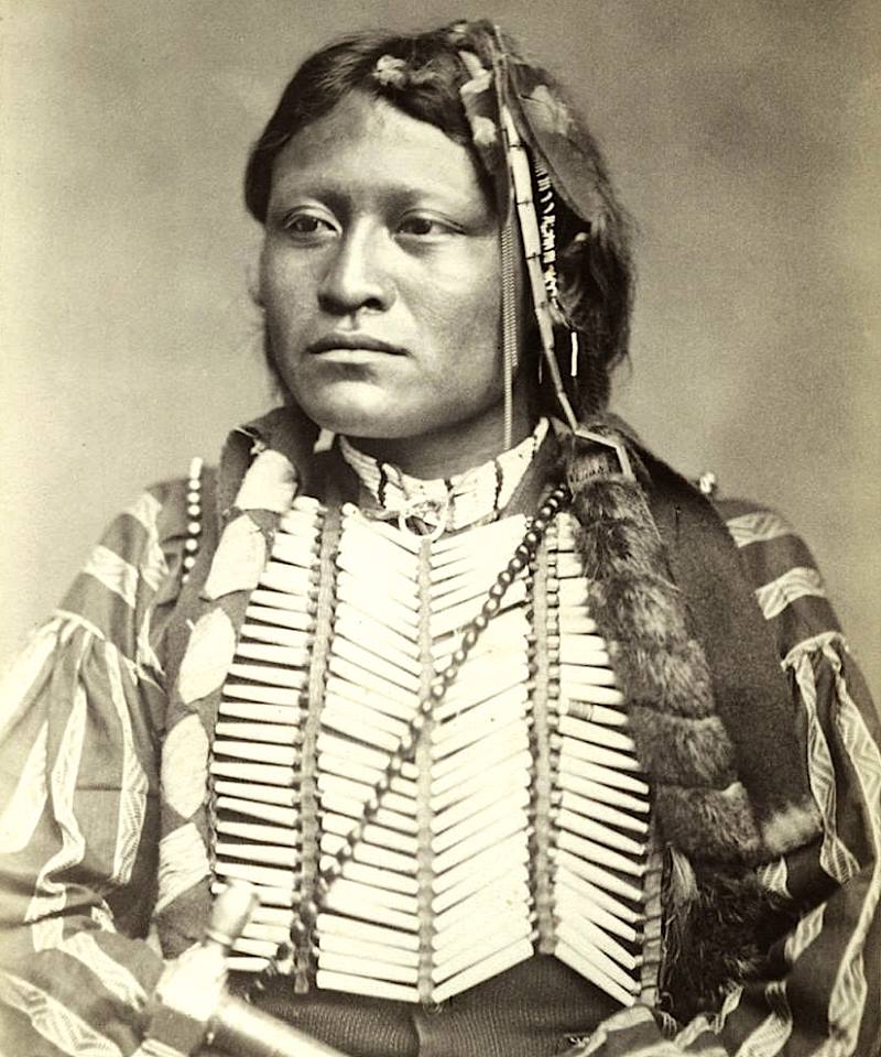 Válečník kmene Kajovů Osamělý vlk na fotografii W.Soula z roku 1872.