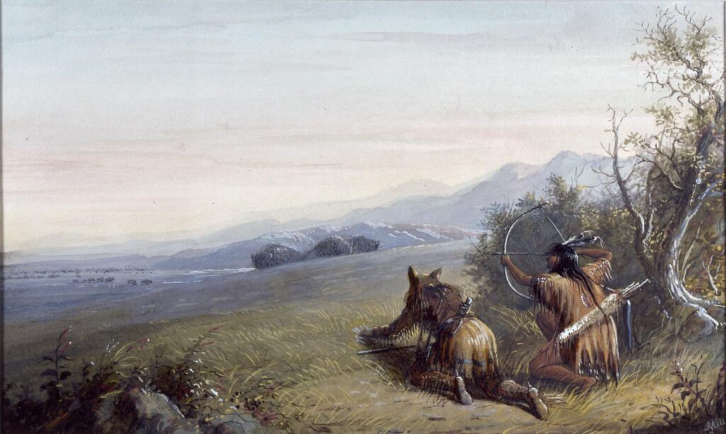 Lov bizonů na obraze A. J. Millera.