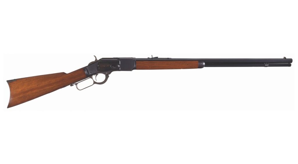Winchester 1873 ve variantě sportovní puška s 24 palcovou oktagonální hlavní.