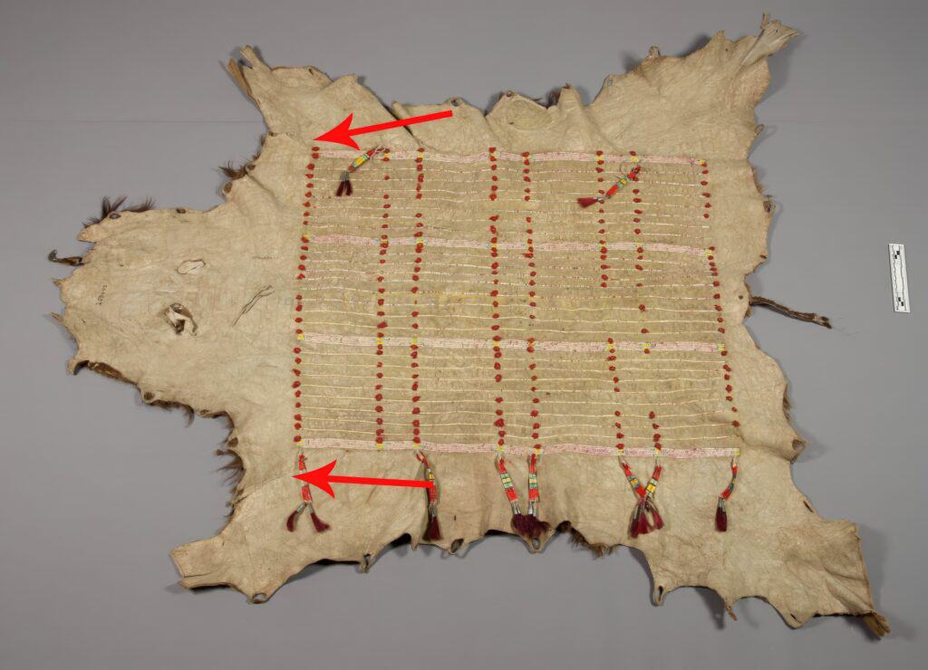 Bizoní plášť, kůže byla stažena indiánským způsobem pomocí tzv. hranatého řezu. Všimněte si typických švů.