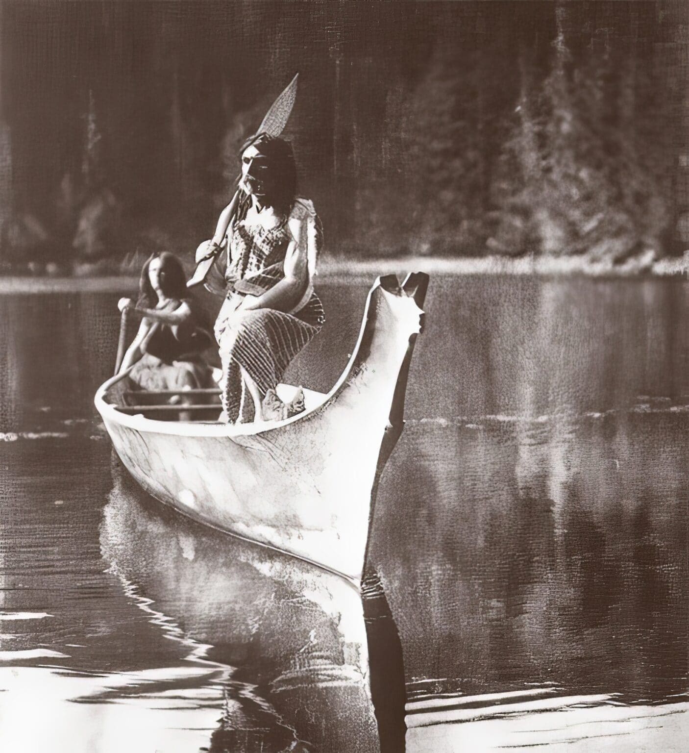Indiáni kmene Nutka na tradiční loďce. Právě z takových loděk těžili kelnatky.