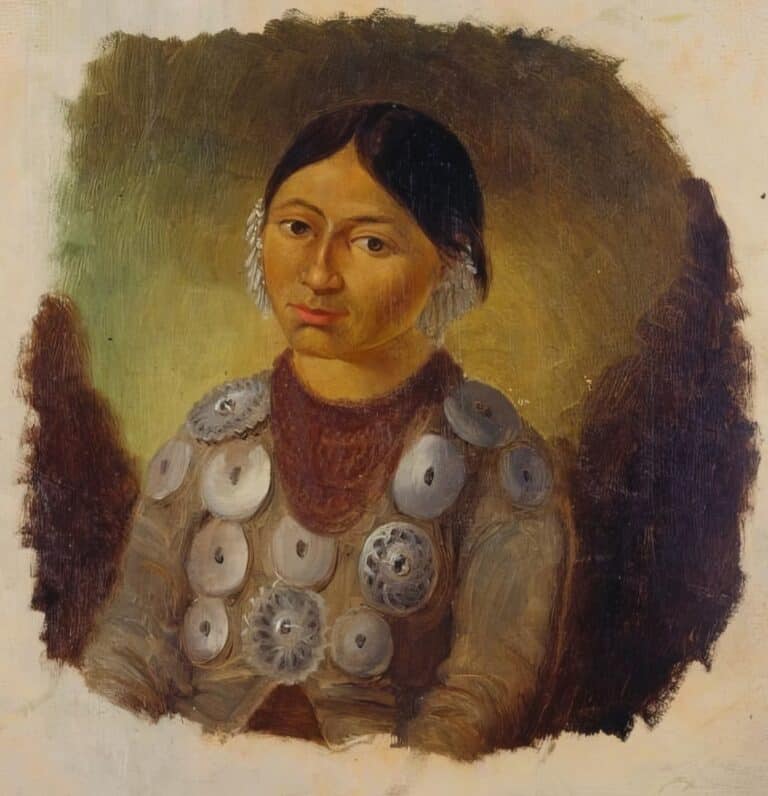 Ke-Wah-Ten neboli Severní Vítr, dívka z kmene Menominee na obraze Paula Kanea