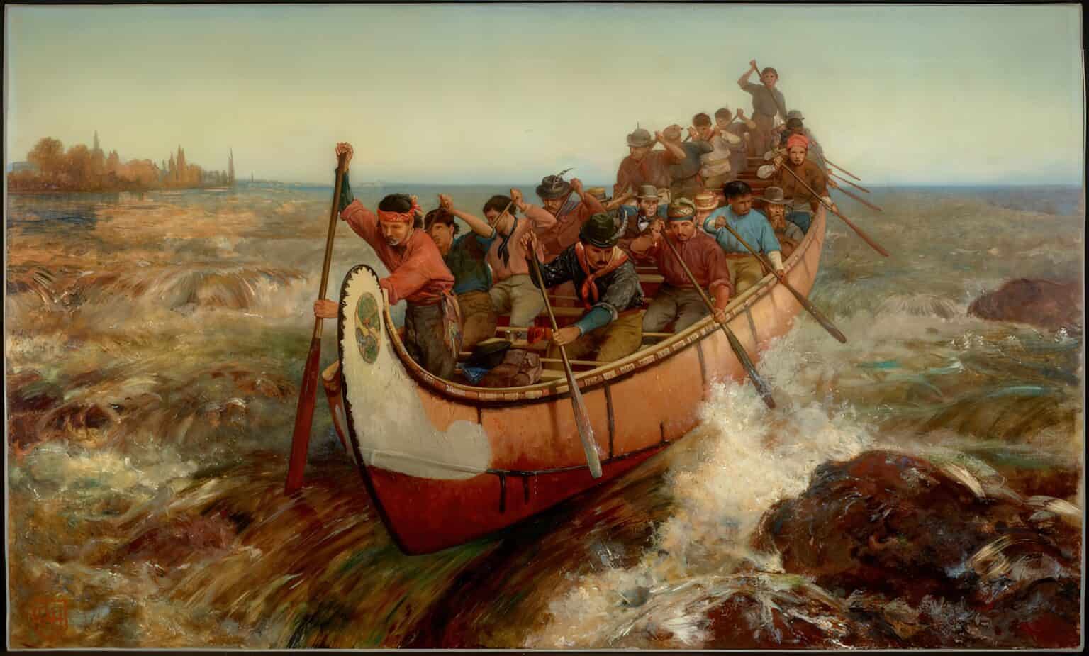 Voyageurs na dobovém vyobrazení. Voyageurs byla legální varianta Coureurs de bois. Půovdně to bylo označení pro legální obchodníky, ale později obchod ovládli bohatí podnikatelé a z voyageurů se stali zaměstnanci pracující za mzdu. V širším kontextu byli voyageurs plebejci, nejčastěji francouzského původu, kteří celý život dřeli pádlováním na kánoích pro své převážně anglické nadřízené, kterým říkali "buržoa". Obchod s kožešinami se během 18. stal sociálně vysoce hierarchizovaným. Voyageurs dřeli za minimální výdělek, zatímco buržoové se vezli a vydělávali. V době pozdějších voyageurů byly kánoe mnohem větší, než v éře Coureurs de bois a často pojmuly i více než 12 mužů.